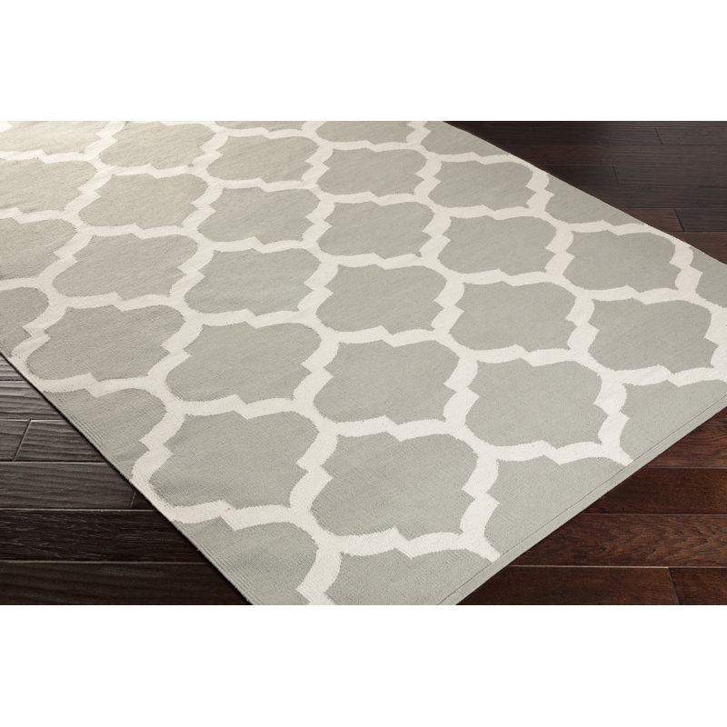 Andover Mills™ Bohannon Geometric Handmade Flatweave Cotton Gray Area